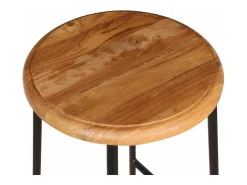 Conjunto de duas banquetas de bar de design assento em madeira maciça de teca marrom 1202160