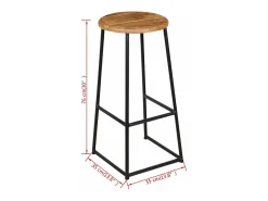 Conjunto de duas banquetas de bar de design assento em madeira maciça de teca marrom 1202160