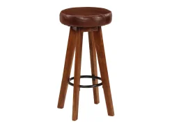 Conjunto de duas banquetas de bar de design exclusivo assento em madeira de acácia couro genuíno 1202112