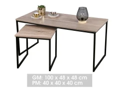 Conjunto de duas mesas de centro design moderno com dimensões 100x50x40cm