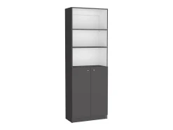 Conjunto de estante de escritório em melamina de 3 peças com prateleiras e 2 portas, 180.6 cm X 188.4 cm X 29.9 cm, Multicolor