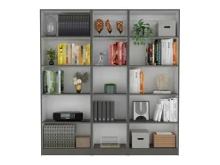 Conjunto de estantes para escritório em melamina de 3 peças com prateleiras, 180.6 cm X 170.6 cm X 29.9 cm , Multicolorido