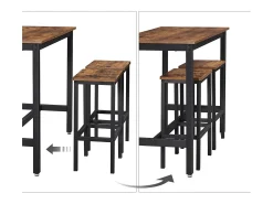 Conjunto de mesa alta 120x60x90 cm castanho rústico alinru