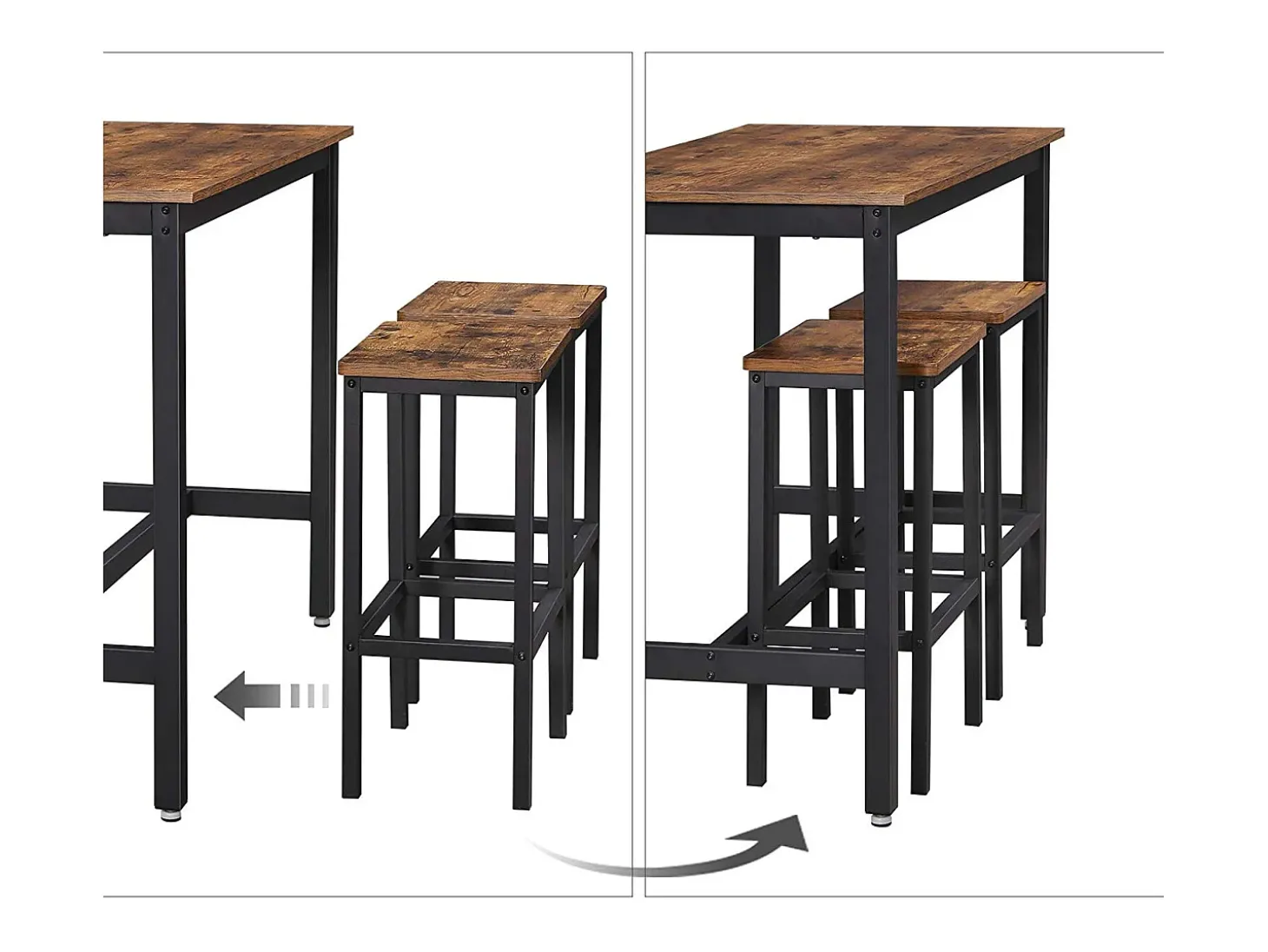 Conjunto de mesa alta 120x60x90 cm castanho rústico alinru