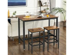 Conjunto de mesa alta 120x60x90 cm castanho rústico alinru