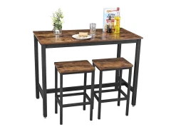 Conjunto de mesa alta 120x60x90 cm castanho rústico alinru