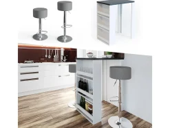 Conjunto de mesa de bar antracite/branco 57x80x106