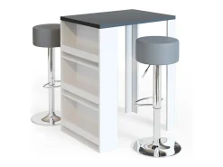 Conjunto de mesa de bar antracite/branco 57x80x106