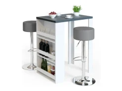 Conjunto de mesa de bar antracite/branco 57x80x106