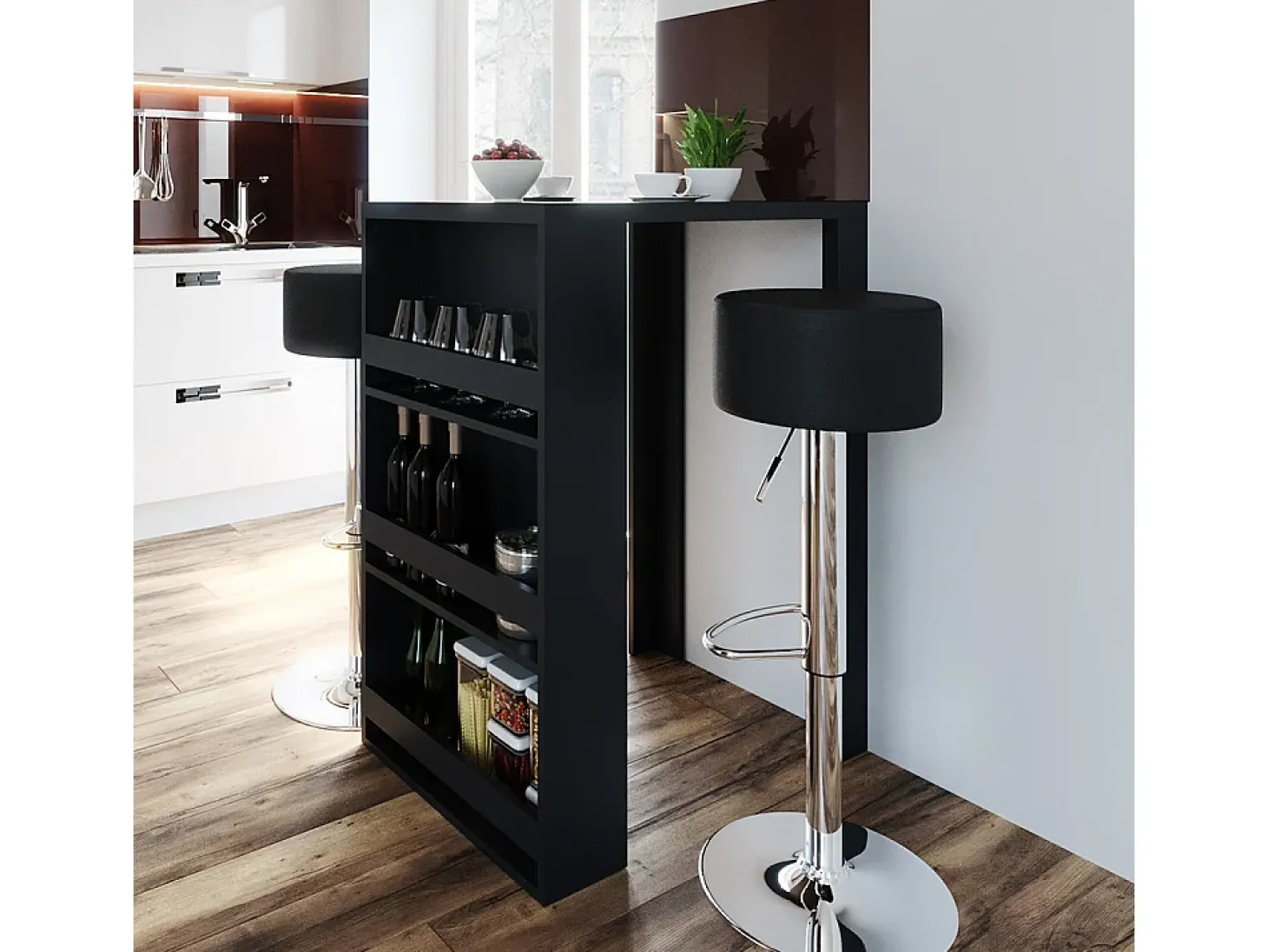 Conjunto de mesa de bar antracite 57x80x106