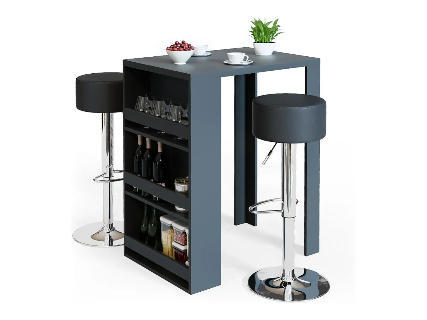 Conjunto de mesa de bar antracite 57x80x106