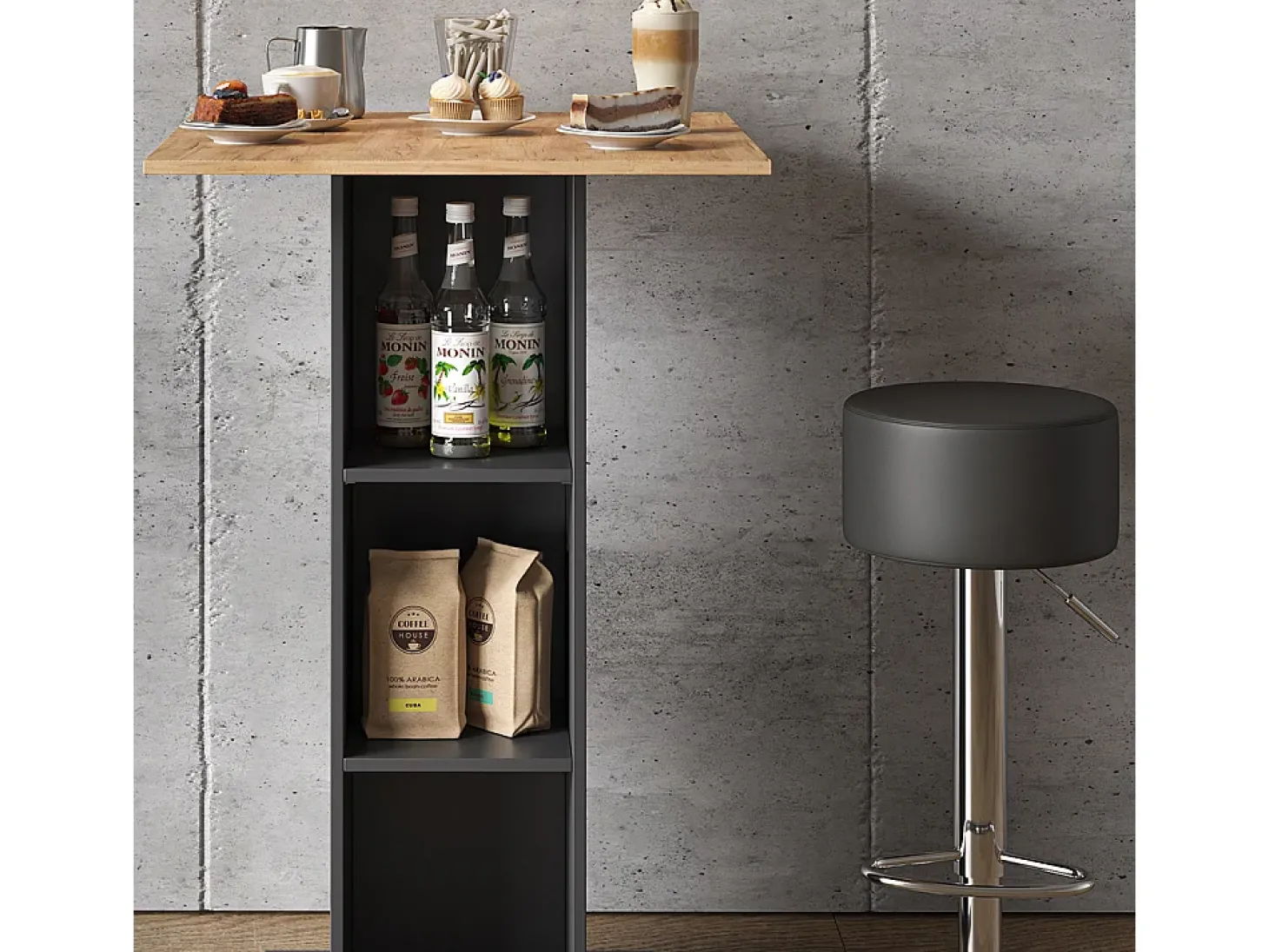 Conjunto de mesa de bar antracite 70x70x109 rodeo