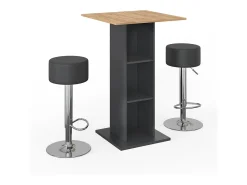 Conjunto de mesa de bar antracite 70x70x109 rodeo