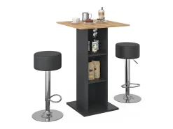 Conjunto de mesa de bar antracite 70x70x109 rodeo