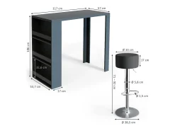 Conjunto de mesa de bar antracite 57x117x106