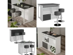 Conjunto de mesa de bar antracite/branco 116x37x90.5 dominic