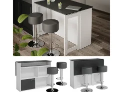 Conjunto de mesa de bar antracite/branco 116x37x90.5 dominic