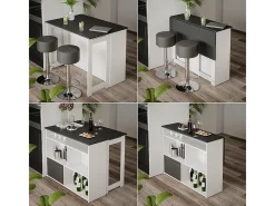 Conjunto de mesa de bar antracite/branco 116x37x90.5 dominic