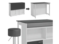 Conjunto de mesa de bar antracite/branco 116x37x90.5 dominic