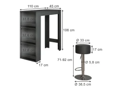 Conjunto de mesa de bar antracite 45x110x106 repose