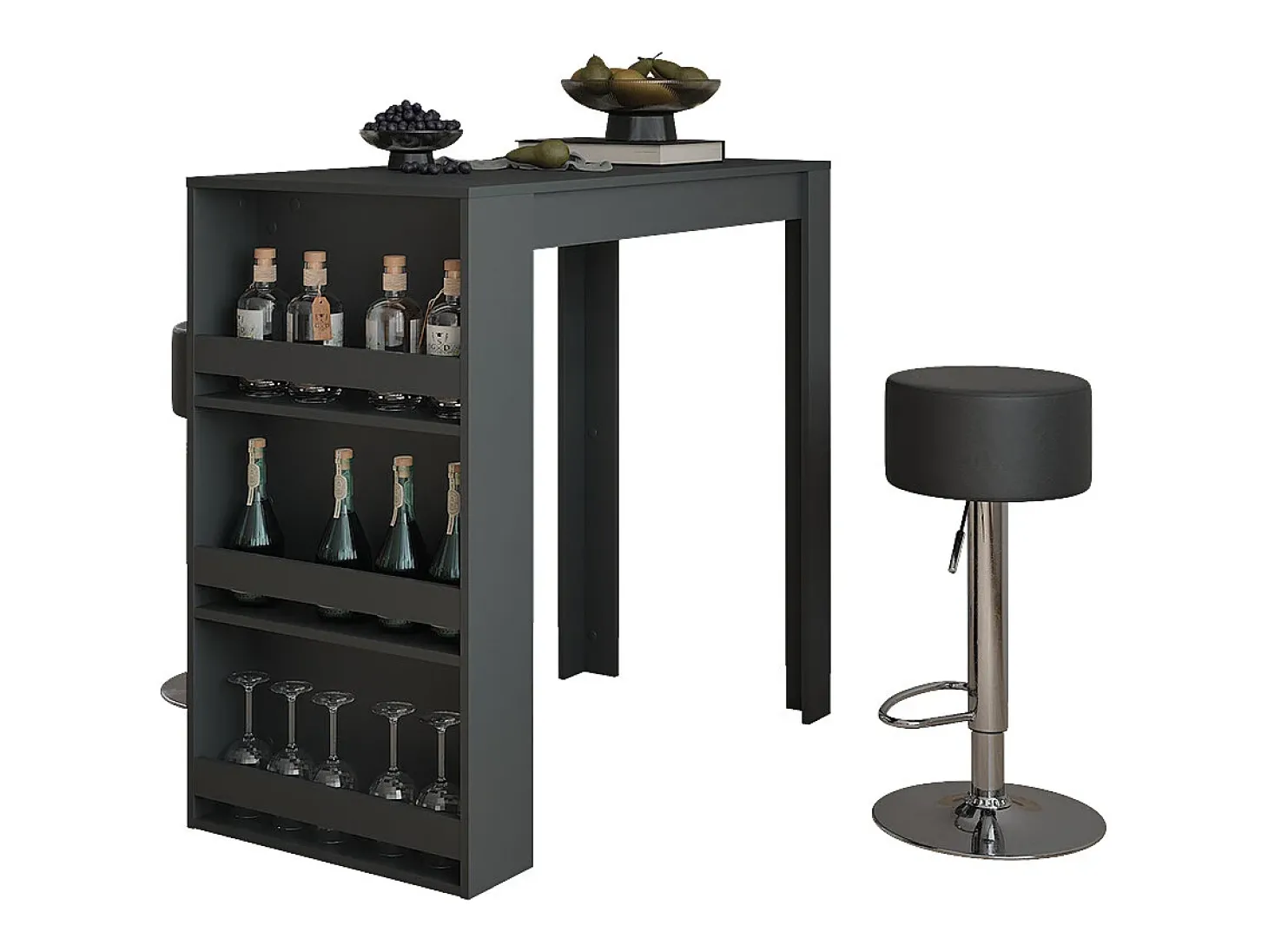 Conjunto de mesa de bar antracite 57x117x106 repose