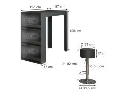 Conjunto de mesa de bar antracite 57x117x106 repose