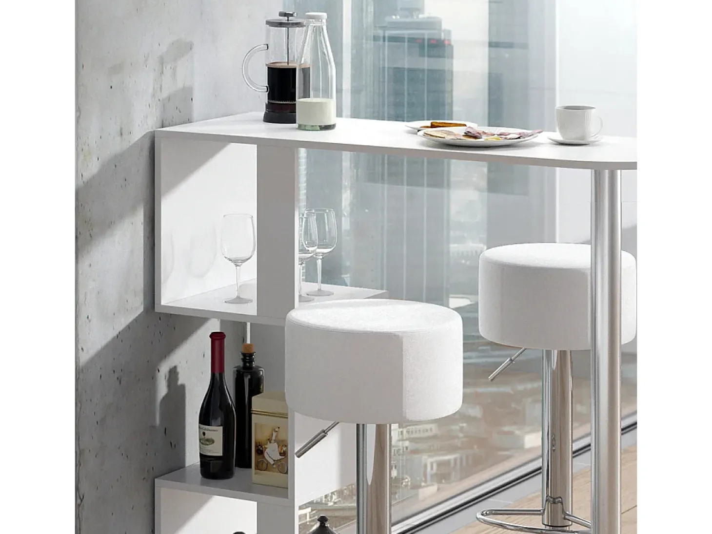 Conjunto de mesa de bar branco 113x39.8x111.8 vincent
