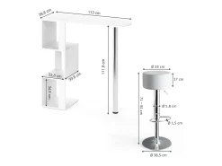 Conjunto de mesa de bar branco 113x39.8x111.8 vincent