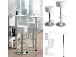 Conjunto de mesa de bar branco 113x39.8x111.8 vincent