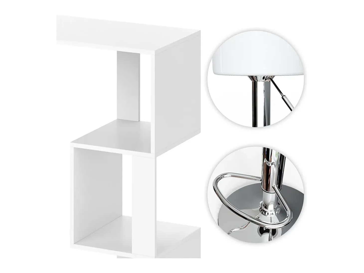 Conjunto de mesa de bar branco 113x39.8x111.8 vincent