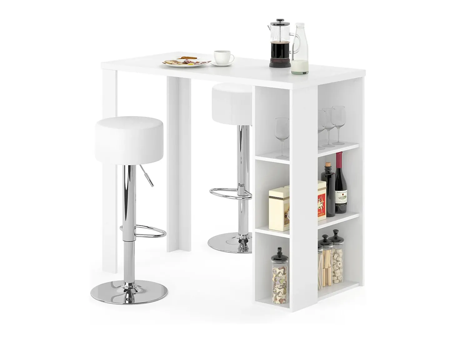 Conjunto de mesa de bar branco 120x60x105.6 noel