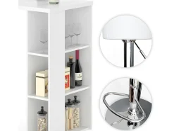 Conjunto de mesa de bar branco 120x60x105.6 noel