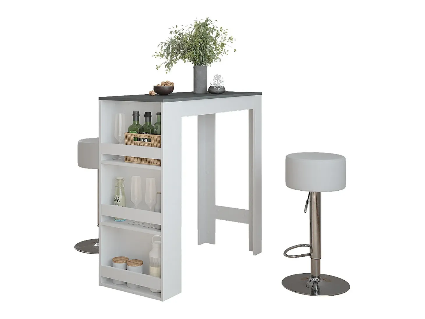 Conjunto de mesa de bar branco/antracite 45x110x106 repose