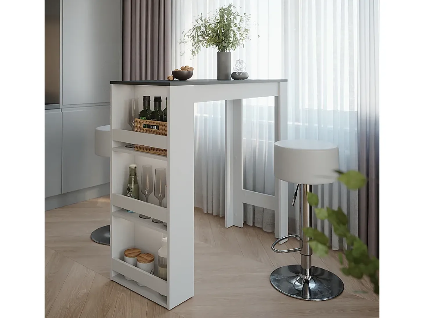 Conjunto de mesa de bar branco/antracite 45x110x106 repose