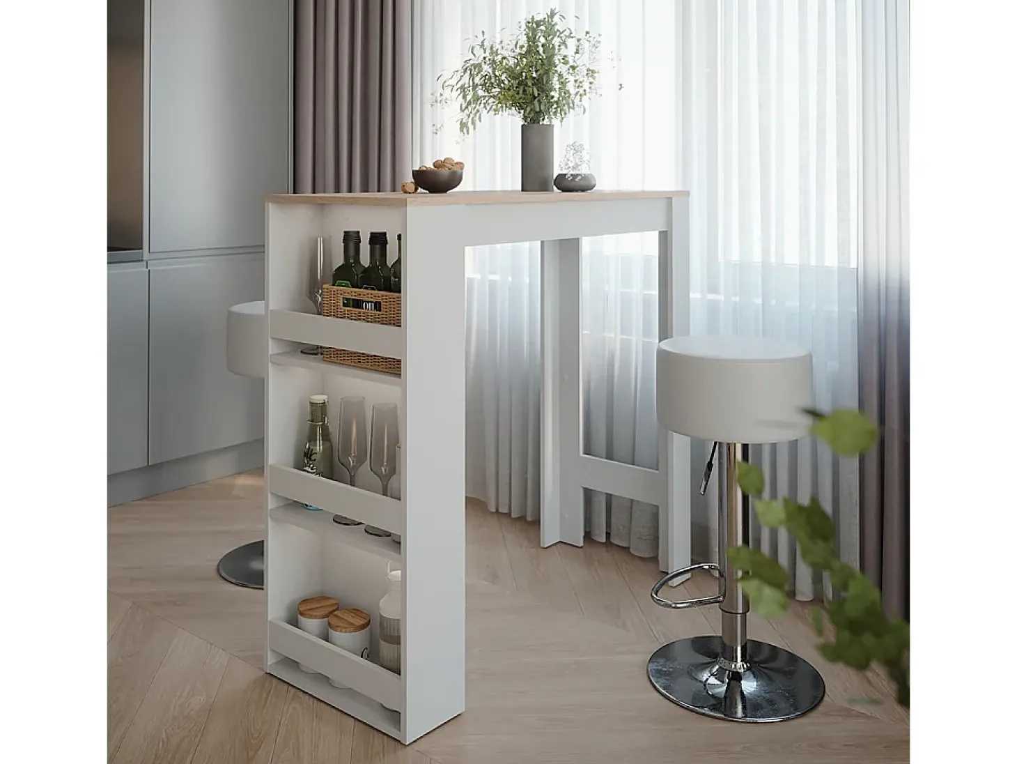 Conjunto de mesa de bar branco/sonoma 45x110x106 repose