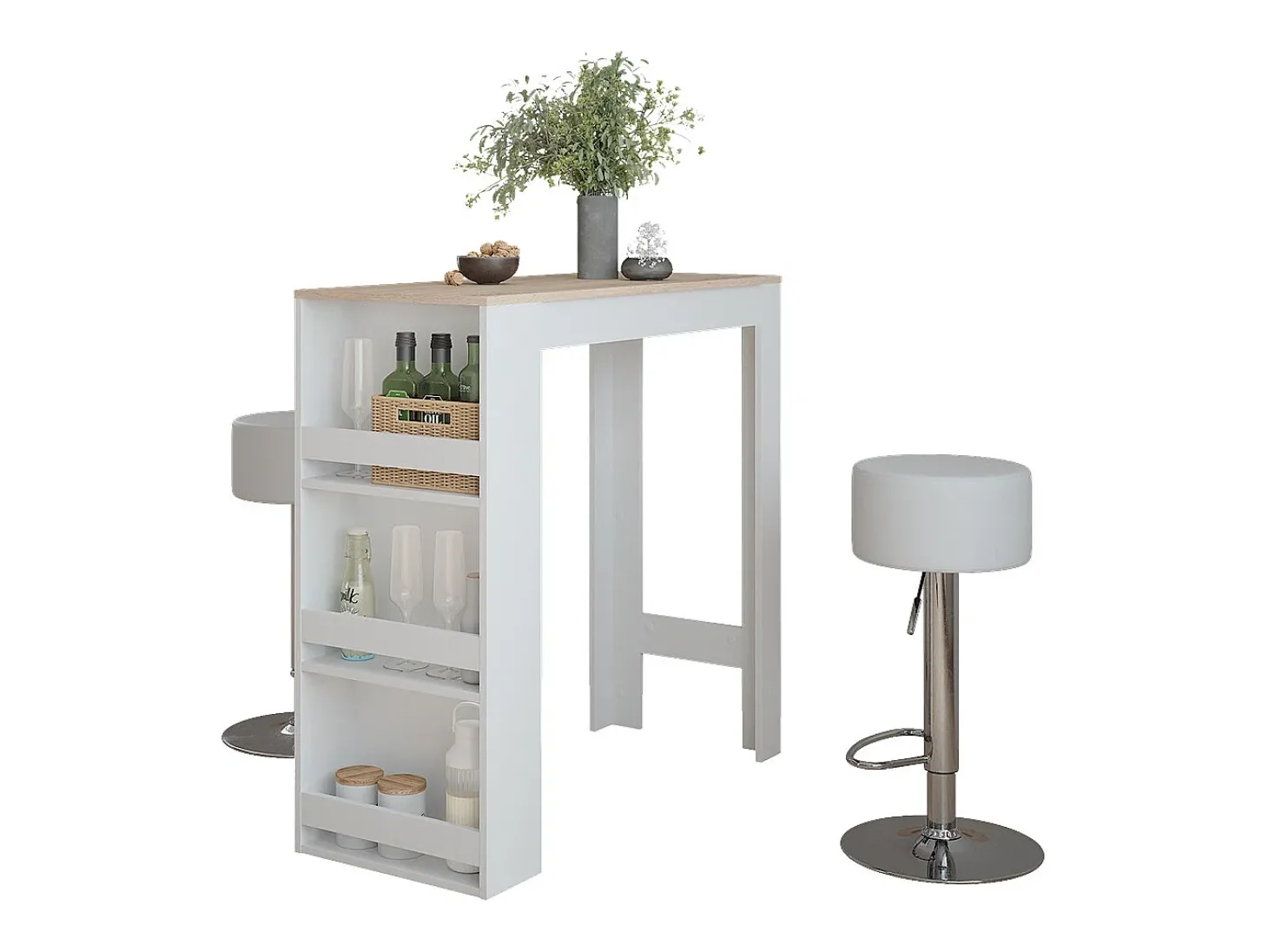 Conjunto de mesa de bar branco/sonoma 45x110x106 repose