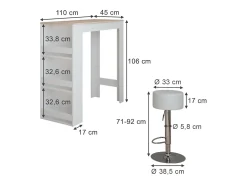 Conjunto de mesa de bar branco/sonoma 45x110x106 repose