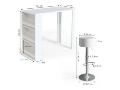 Conjunto de mesa de bar branco 57x117x106