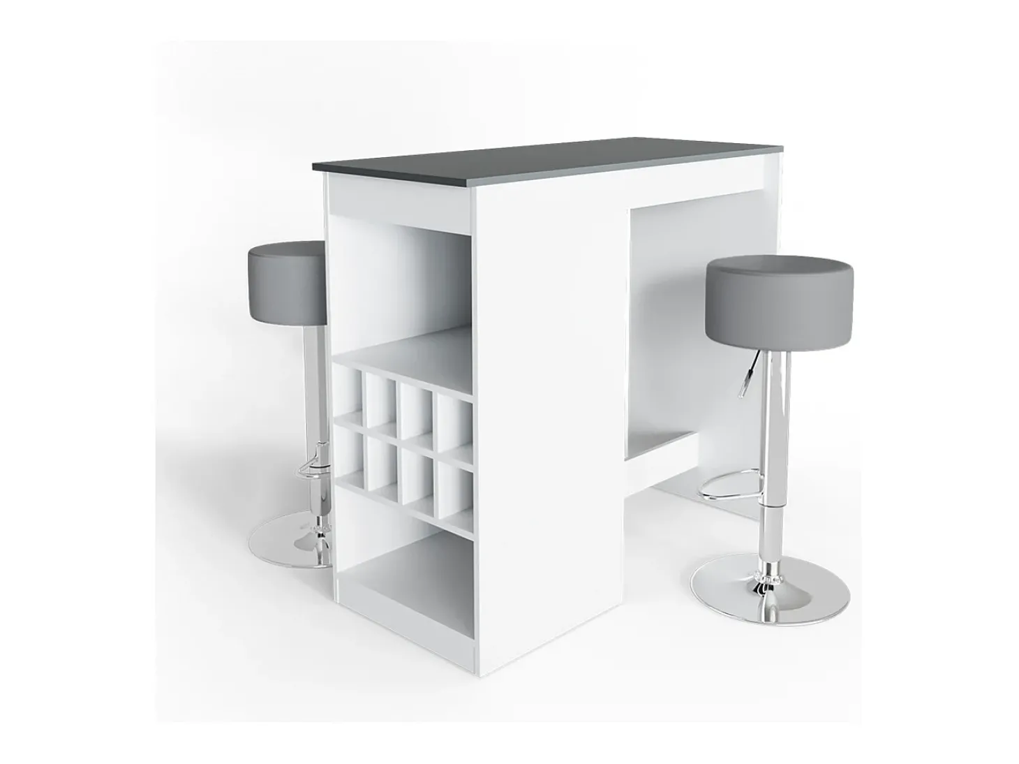 Conjunto de mesa de bar branco/antracite 115x50x104.6 ross
