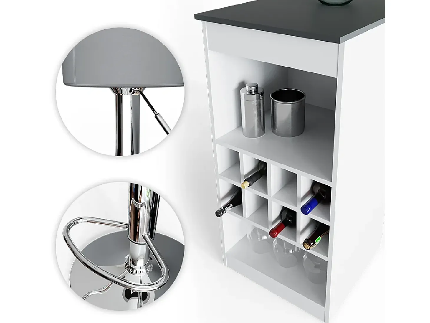 Conjunto de mesa de bar branco/antracite 115x50x104.6 ross