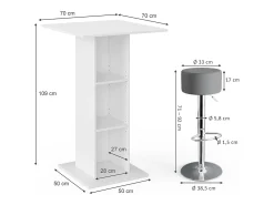 Conjunto de mesa de bar betão 70x70x109 rodeo