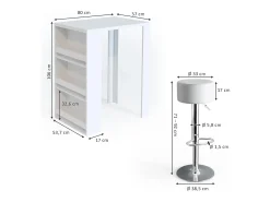 Conjunto de mesa de bar branco 57x80x106