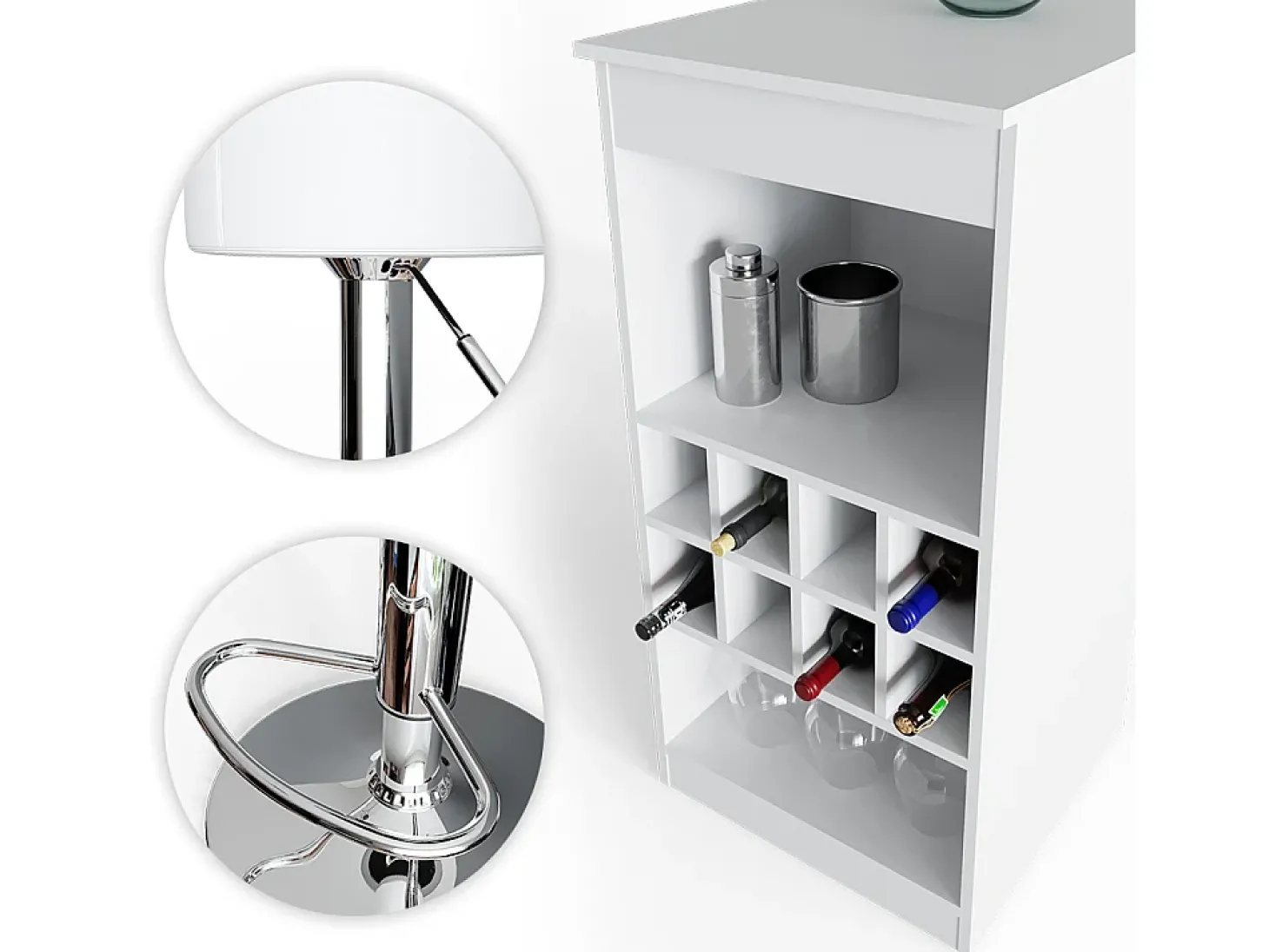Conjunto de mesa de bar branco 115x50x104.6 ross