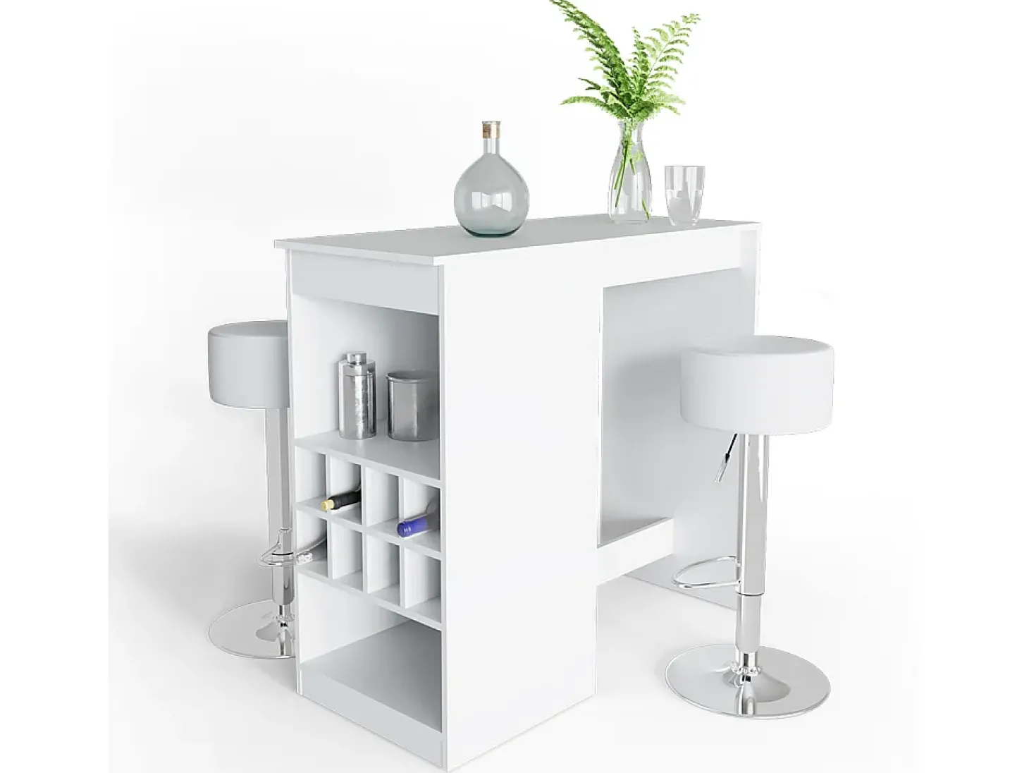 Conjunto de mesa de bar branco 115x50x104.6 ross