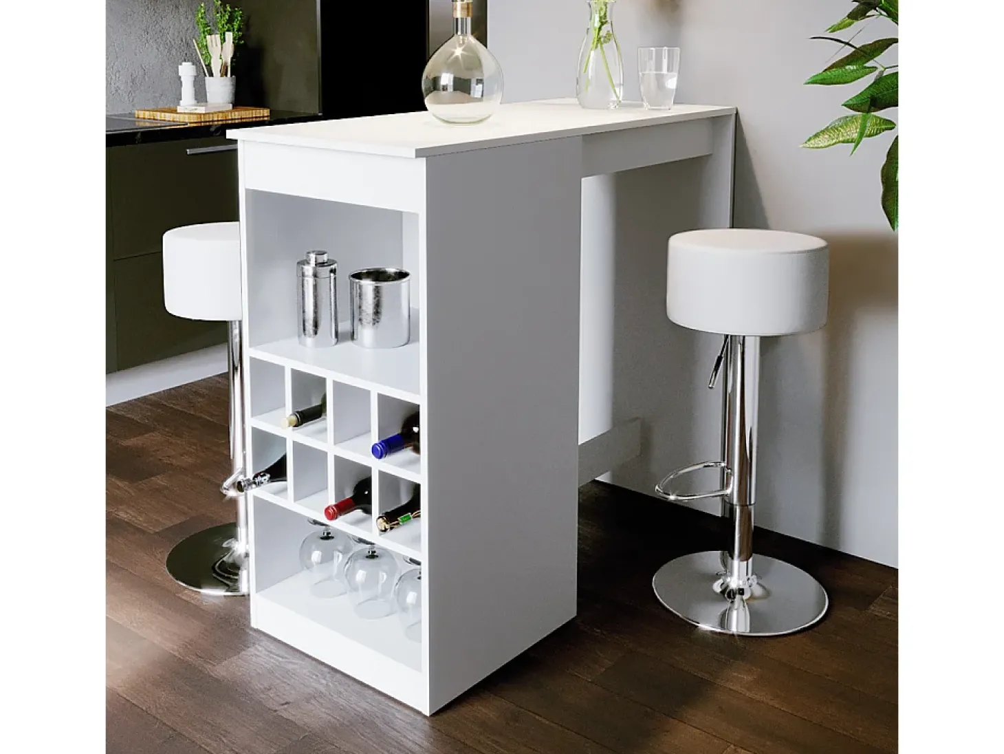 Conjunto de mesa de bar branco 115x50x104.6 ross