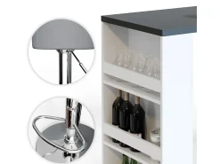 Conjunto de mesa de bar branco/cinza 57x117x106