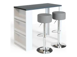 Conjunto de mesa de bar branco/cinza 57x117x106