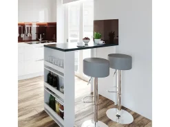 Conjunto de mesa de bar branco/cinza 57x117x106