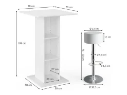 Conjunto de mesa de bar branco 70x70x109 rodeo