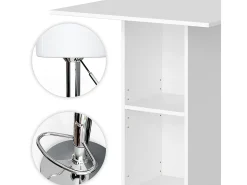 Conjunto de mesa de bar branco 70x70x109 rodeo